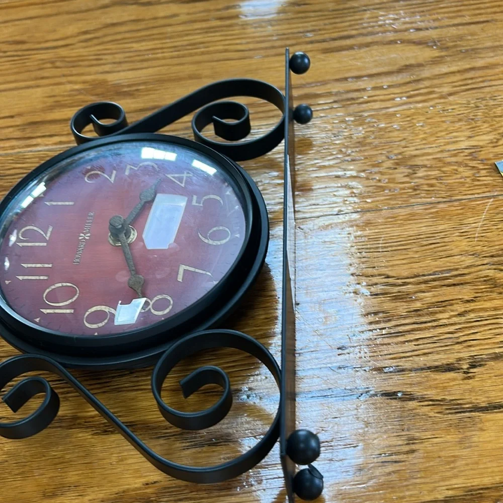 Howard Miller Red Dial Black Metal Table Clock